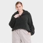 Women's Plus Size Split Neck Cozy Lounge Pullover Sweater - Universal Thread Charcoal Gray