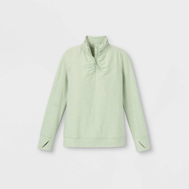 Girls' Soft 1/4 Zip Pullover - All In Motion Heather Green