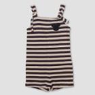 Junk Food Girls' Mickey Mouse Striped Romper - Black/white