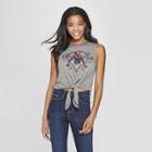 Women's Captain Marvel Tie Front Graphic Tank Top (juniors') - Heather Gray