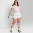 Women's Plus Size High-rise Jean Shorts - Wild Fable White