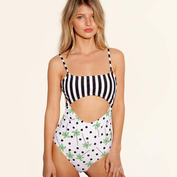 Target Women's Cut Out One Piece Swimsuit - Sugar Coast By Lolli Black/white