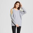 Women's French Terry Cold Shoulder Zipper Sweatshirt- Alison Andrews Gray