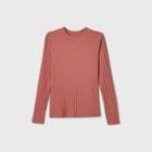 Women's Long Sleeve Wide Rib T-shirt - A New Day Pink