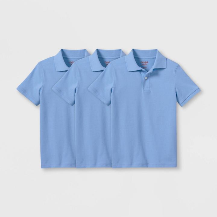 Plusboys' 3pk Short Sleeve Pique Uniform Polo Shirt - Cat & Jack Light Blue