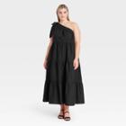 Women's Plus Size One Shoulder Sleeveless Dress - Who What Wear Jet Black