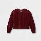 Girls' Velour Pullover Sweatshirt - Cat & Jack Burgundy