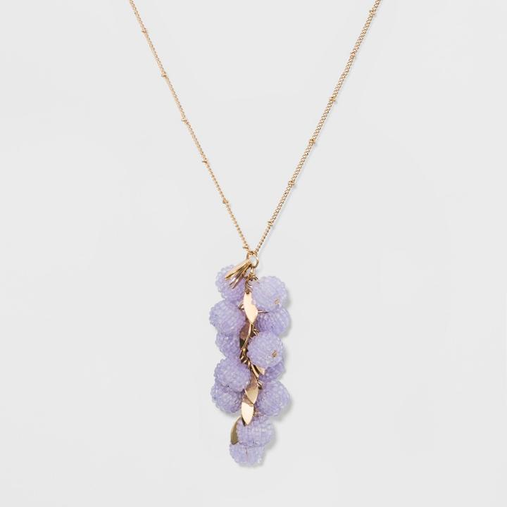 Clustered Beaded Bobble Balls Pendant Necklace - A New Day Purple