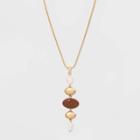 Linear Semi-precious Beaded Pendant Necklace - Universal Thread Pink, Women's
