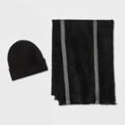 Men's Striped Scarf + Beanie Set - Goodfellow & Co Black