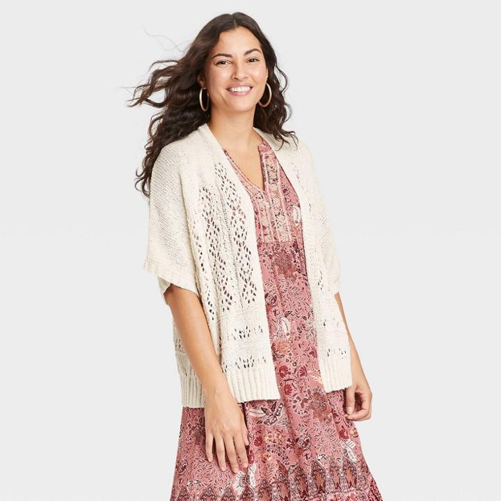Women's Cardigan - Knox Rose Ivory Damask