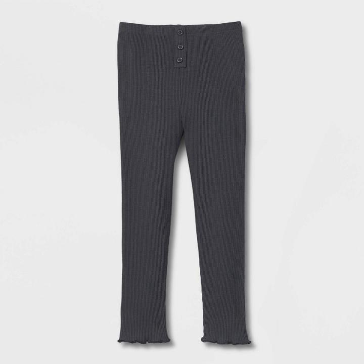 Grayson Collective Toddler Girls' Thermal Leggings - Charcoal Gray