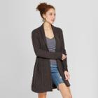 Women's Cable Open Cardigan Sweater - A New Day Dark Gray