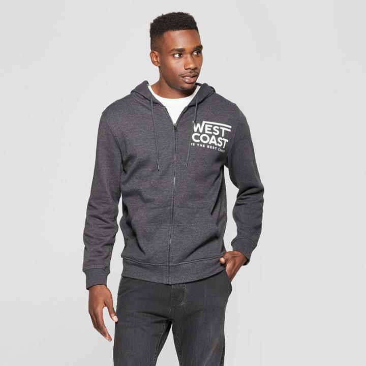 Men's West Coast Long Sleeve Full Zip Hooded Sweatshirt - Awake Black