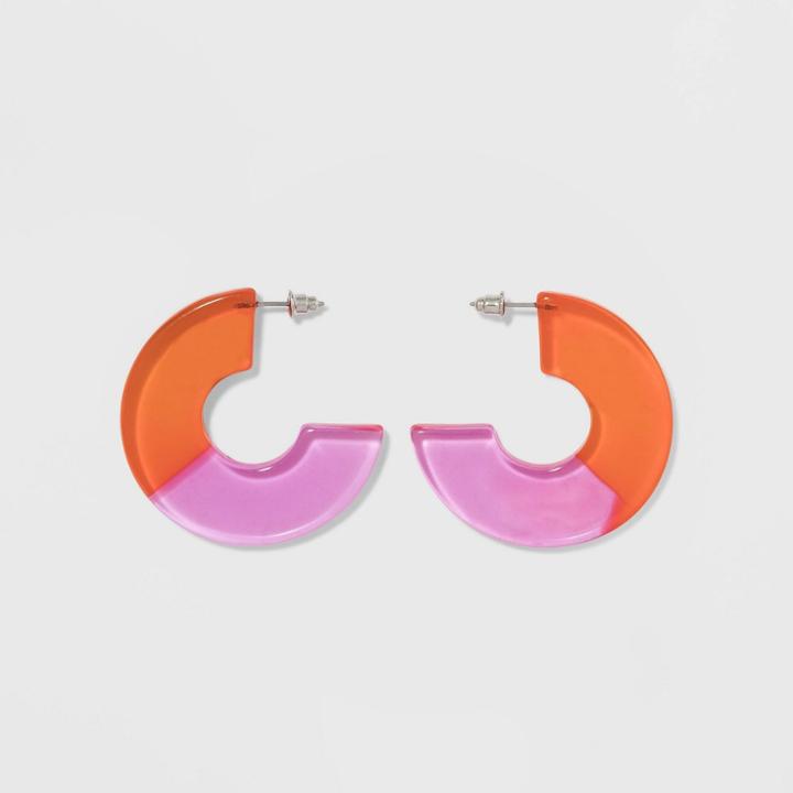 Two Part Translucent Acrylic Disc Hoop Earrings - Wild Fable,