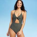 Women's Peek A Boo Halter One Piece Swimsuit - Sunn Lab Swim Green S, Women's,