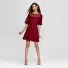Women's Short Sleeve Lace Dress - Xhilaration Burgundy (red)