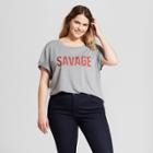 Women's Plus Size Savage Short Sleeve Crew Neck T-shirt - Modern Lux (juniors') - Gray