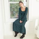 Women's Floral Print Long Sleeve Tiered Prairie Dress - Wild Fable Blue