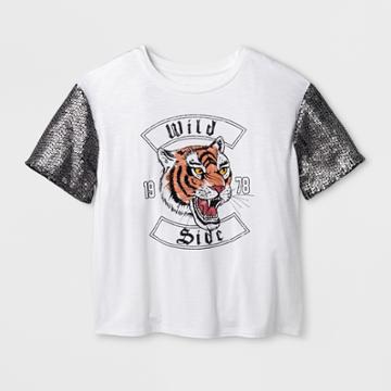 Girls' Sequin Graphic T-shirt - Art Class White