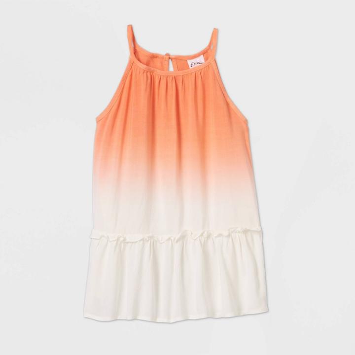 Girls' High Neck Ombre Tank Top - Art Class Orange