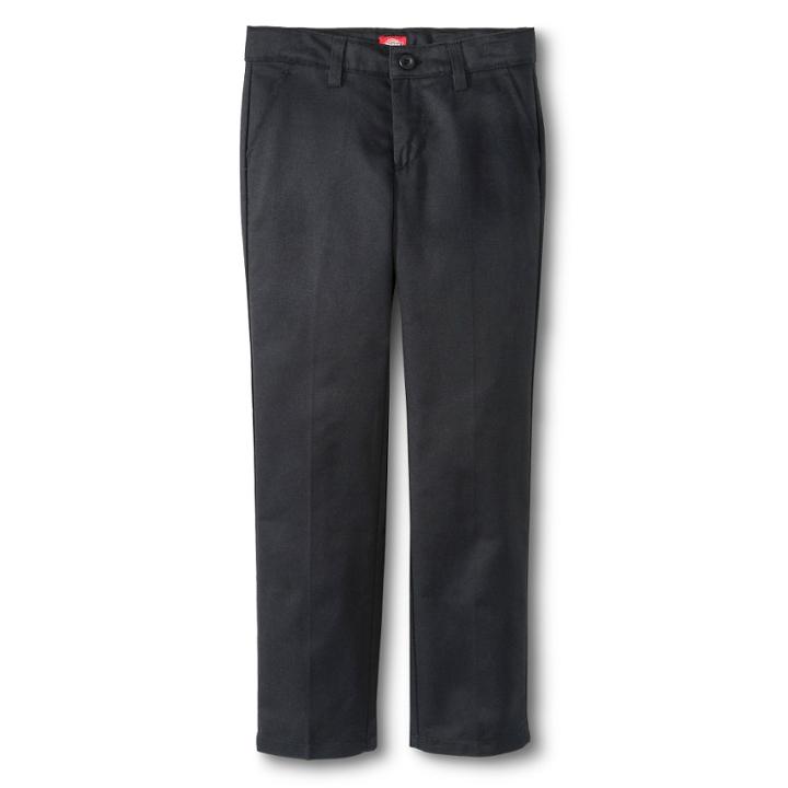 Dickies Little Girls' Flex Slim Fit Straight Leg Flat Front Pants - Black