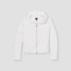 Girls' Rib-knit 2 Way Zip-up Hoodie Sweatshirt - Art Class White