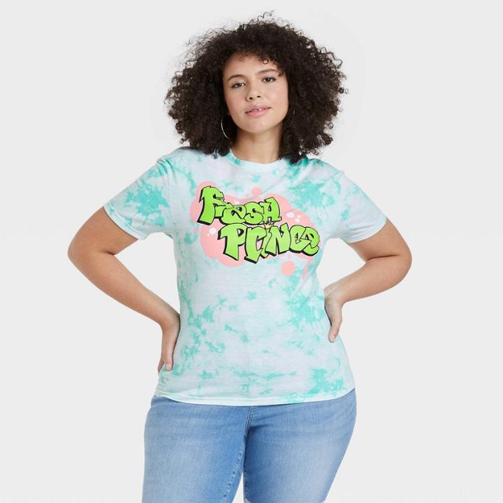 Modern Lux Women's Fresh Prince Plus Size Short Sleeve Graphic T-shirt - Green Tie-dye