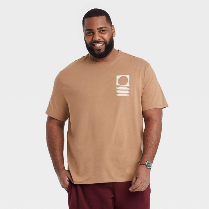 Men's Big & Tall Printed Short Sleeve Graphic T-shirt - Goodfellow & Co Brown/sun
