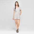 Women's Short Ruffle Sleeve Knit Romper - Spenser Jeremy - Gray