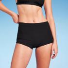 Women's Ribbed Low-rise Short Bikini Bottom - Wild Fable Black Xxs
