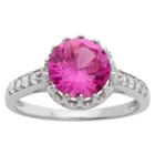 2 Tcw Tiara Round-cut Pink Sapphire Crown Ring In Sterling Silver - (7), Women's, Pink Blue