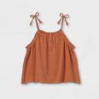 Girls' Button-front Babydoll T-shirt- Art Class Orange