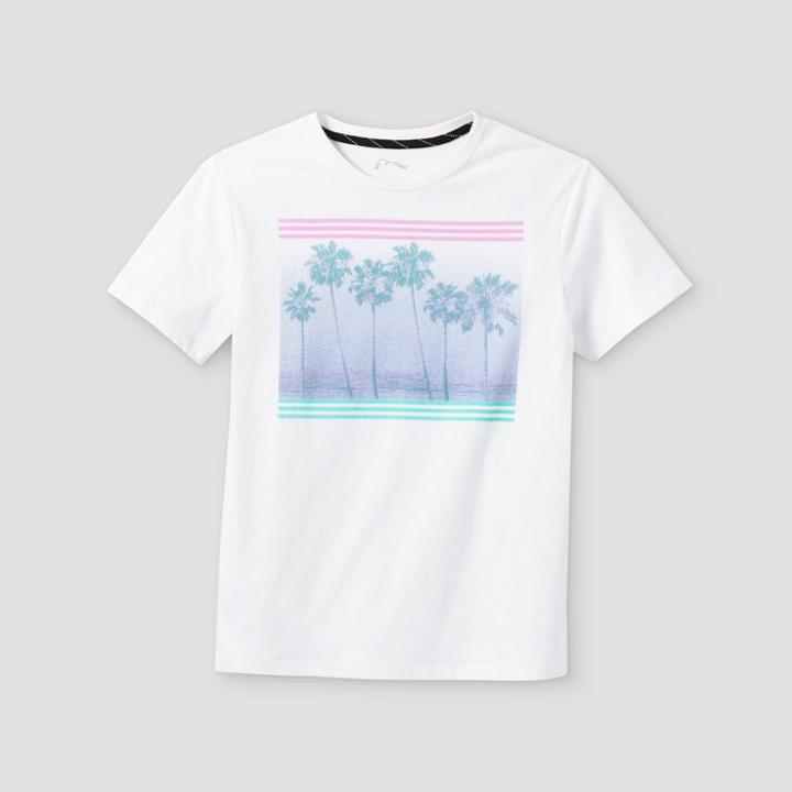 Boys' 'palm Tree Line' Graphic Short Sleeve T-shirt - Art Class White
