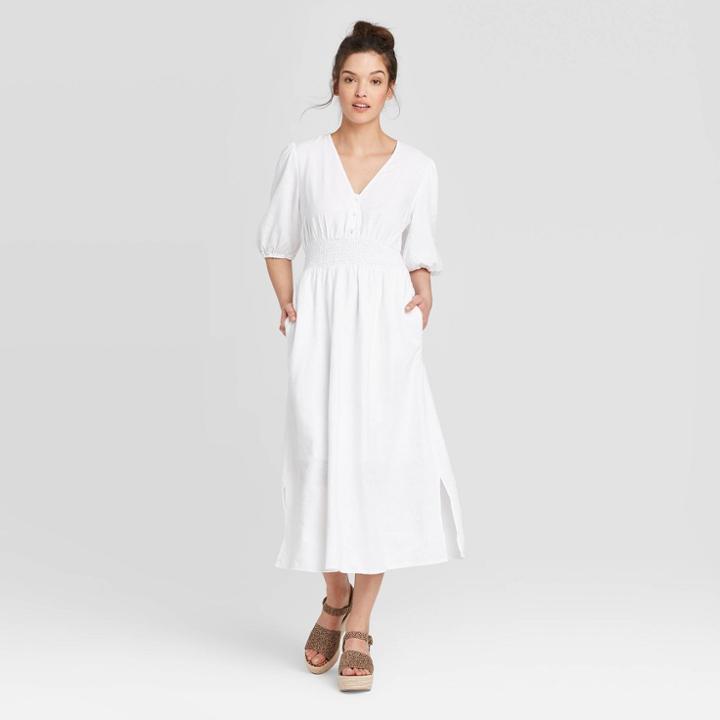 Women's Puff Short Sleeve Dress - Universal Thread White S, Women's,