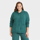 Women's Plus Size Crewneck Hooded Pullover Sweater - A New Day Teal