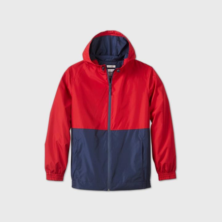 Men's Colorblock Hooded Rain Jacket - Goodfellow & Co Ruby