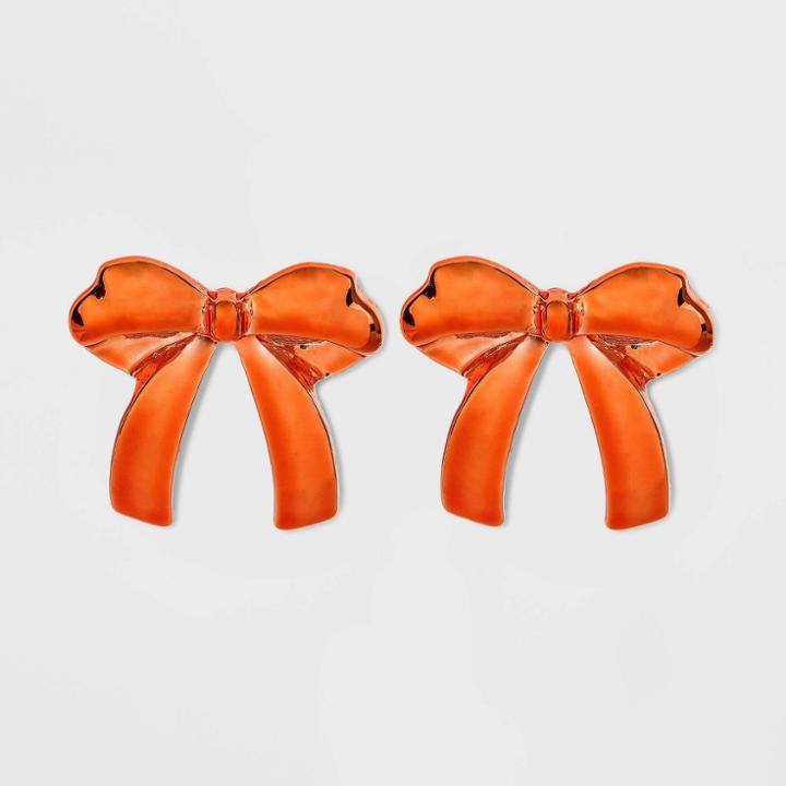 Sugarfix By Baublebar Metallic Bow Drop Earrings - Orange