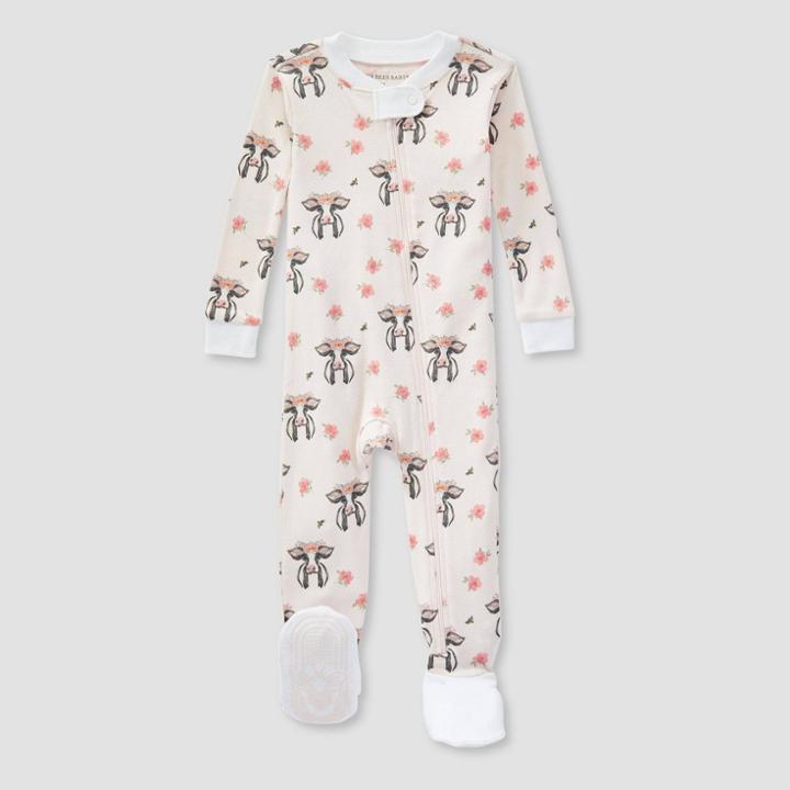 Burt's Bees Baby Baby Girls' Pretty Betty Organic Cotton Snug Fit Footed Pajama - White