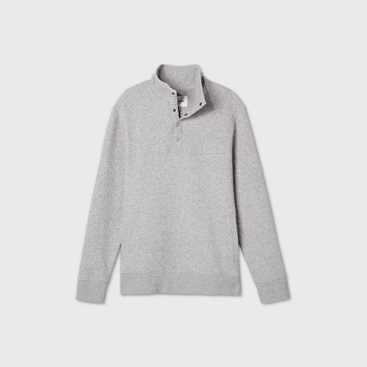 Men's Standard Fit 1/4 Snap Fleece Sweatshirt - Goodfellow & Co Gray