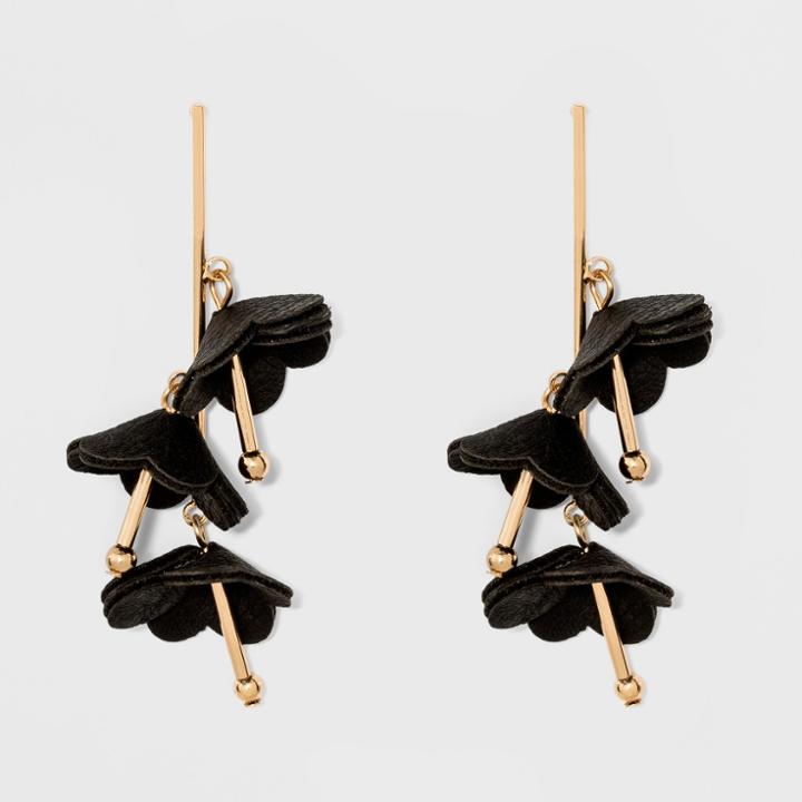 Linear Drop With Scattered Deconstructed Flowers Earrings - A New Day Black
