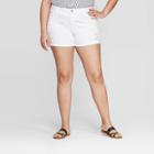 Women's Plus Size Destroyed Mid-rise Jean Shorts - Universal Thread White