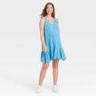 The Nines By Hatch Sleeveless Crepe Maternity Dress Blue Floral Print