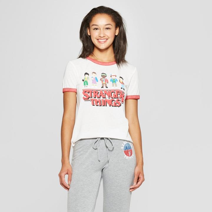 Women's Stranger Things Short Sleeve Character Graphic T-shirt (juniors') White