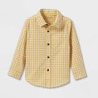 Toddler Boys' Plaid Poplin Long Sleeve Button-down Shirt - Cat & Jack Yellow
