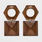 Target Wood Earrings - A New Day Brown/gold