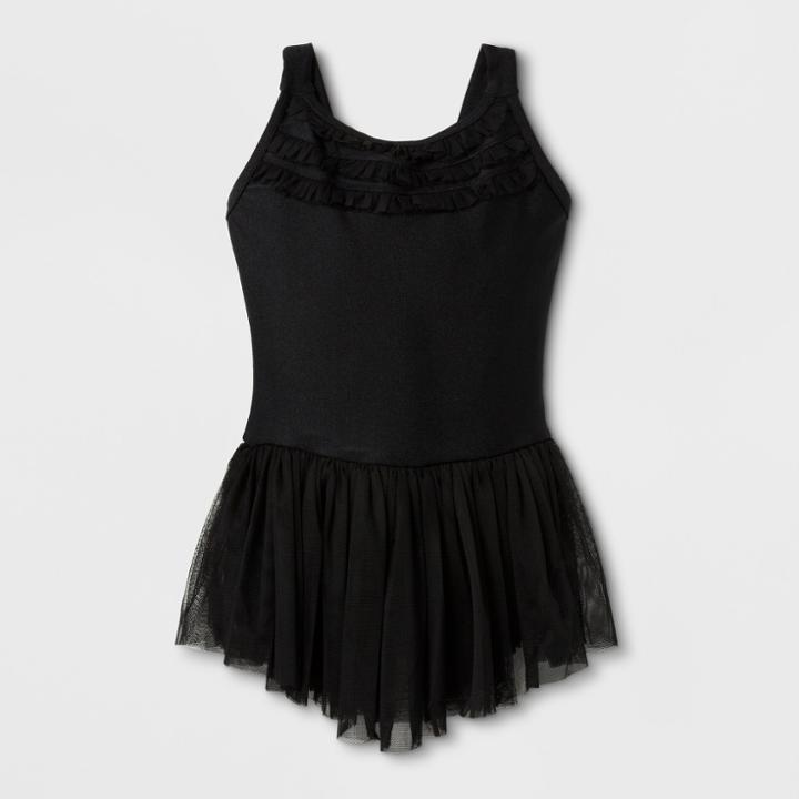 Danshuz Toddler Girls' Camisole Style Activewear Dress With Scarf Style Straps And Bow - Black 8-10,