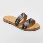 Women's Winnie Two Band Studded Slide Sandals - A New Day Black