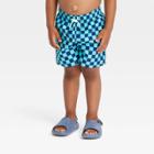 Toddler Boys' Checkered Swim Shorts - Cat & Jack Blue