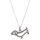 Journee Collection 1/5 Ct. T.w. Round-cut Cubic Zirconia Pave Set Dog Necklace In Sterling Silver - Gunmetal, Girl's